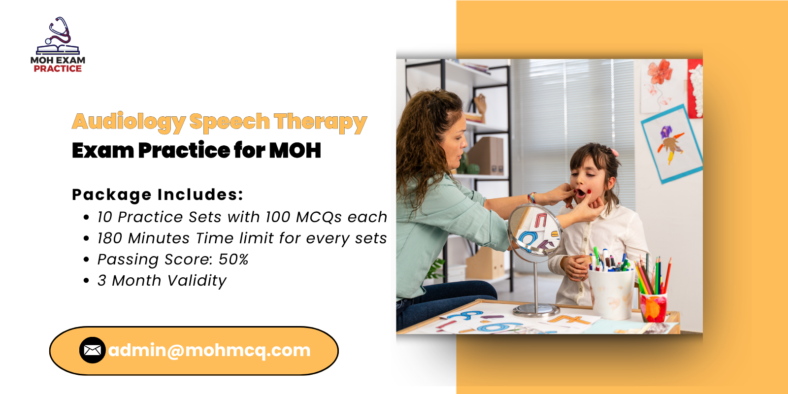 audiology speech therapy Exam Practice for MOH
